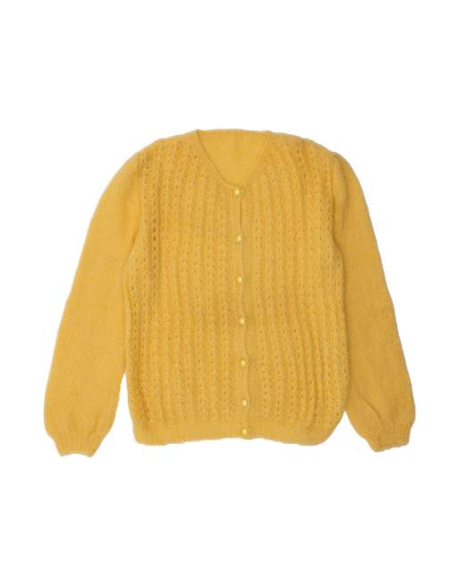 Vintage Cardigan Sweater UK 14 Large In Yellow