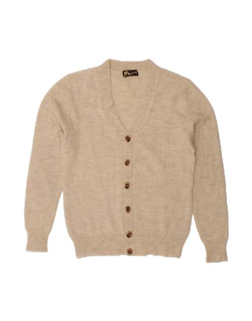 Vintage Cardigan Sweater UK 14 Medium In Beige