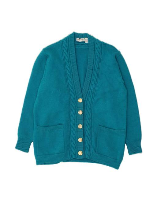 Vintage Cardigan Sweater UK 14 Medium In Blue