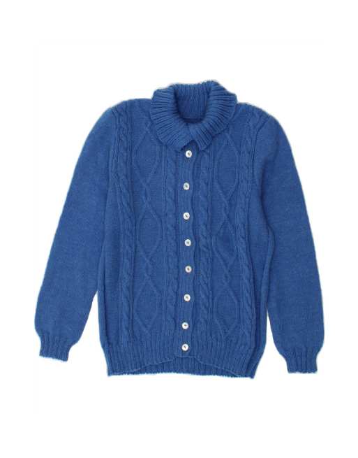 Vintage Cardigan Sweater UK 14 Medium In Blue