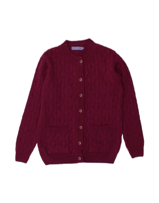 Vintage Cardigan Sweater UK 14 Medium In Burgundy
