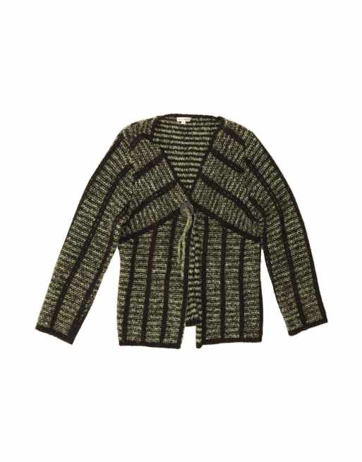 Vintage Cardigan Sweater UK 14 Medium In Green Striped