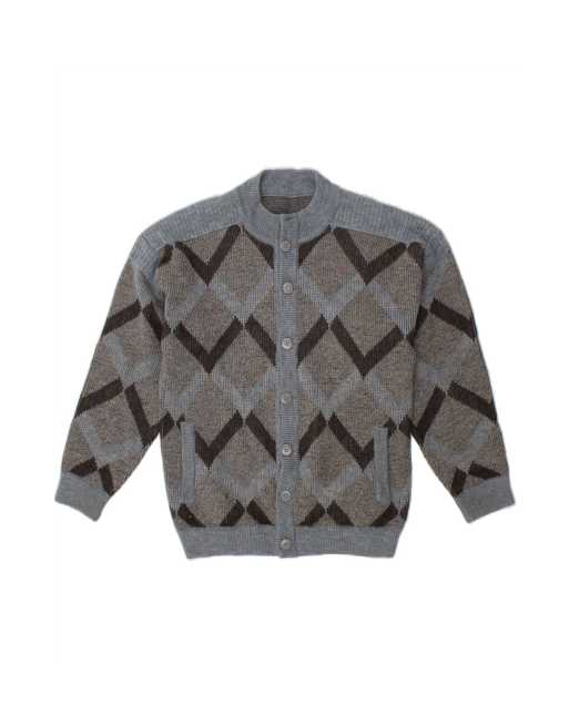 Vintage Cardigan Sweater UK 14 Medium In Grey Check