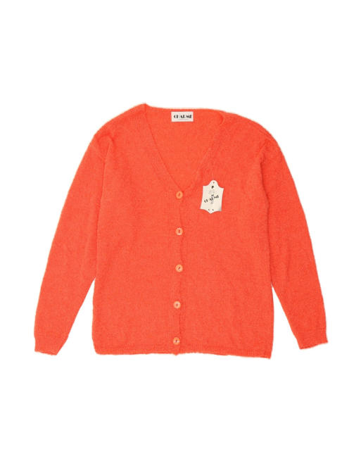 Vintage Cardigan Sweater UK 14 Medium In Orange Wool