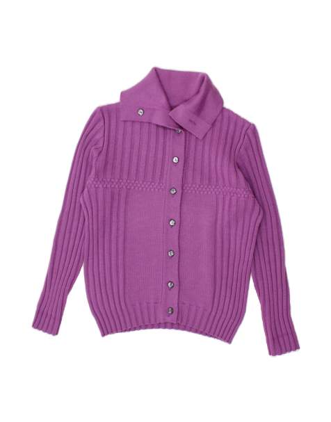 Vintage Cardigan Sweater UK 14 Medium In Purple Merino - view 1
