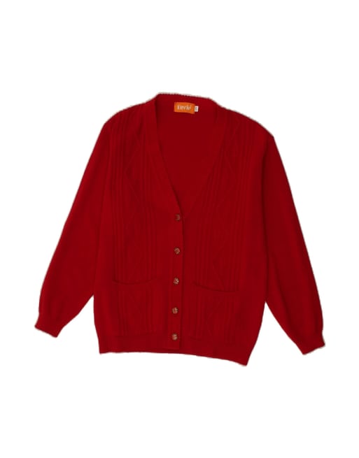 Vintage Cardigan Sweater UK 14 Medium In Red