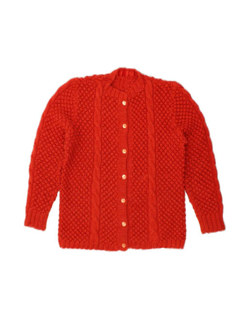 Vintage Cardigan Sweater UK 14 Medium In Red