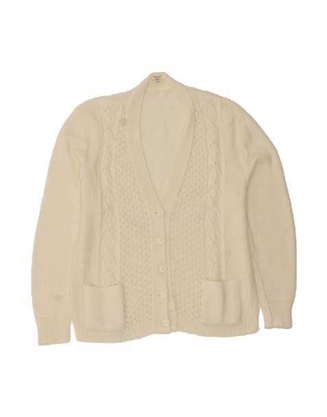 Vintage Cardigan Sweater UK 14 Medium In White - view 1
