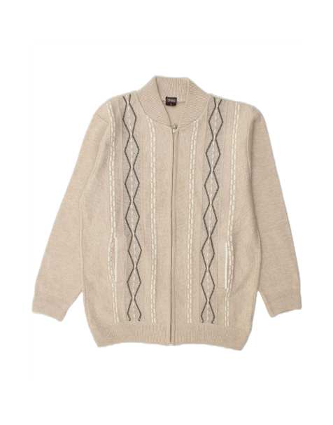 Vintage Cardigan Sweater UK 16 Large In Beige Argyle/diamond - view 1