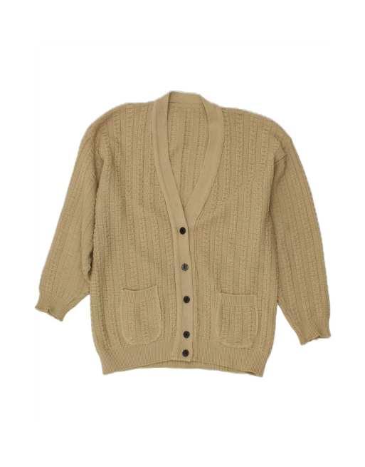 Vintage Cardigan Sweater UK 16 Large In Beige