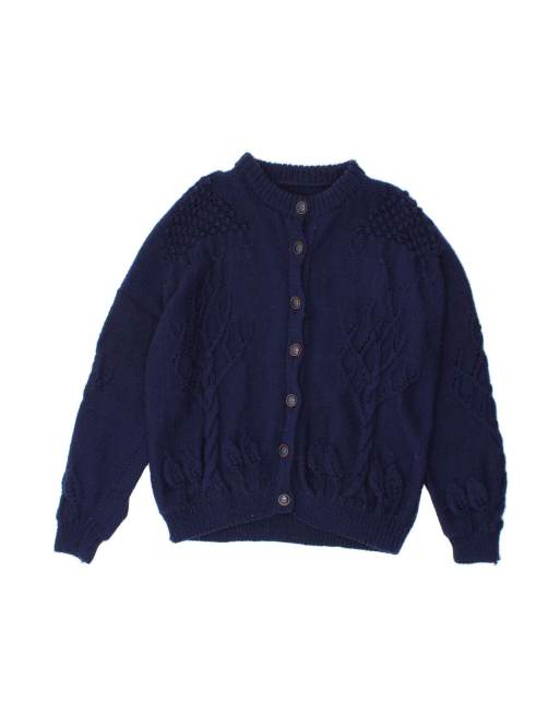 Vintage Cardigan Sweater UK 16 Large In Blue