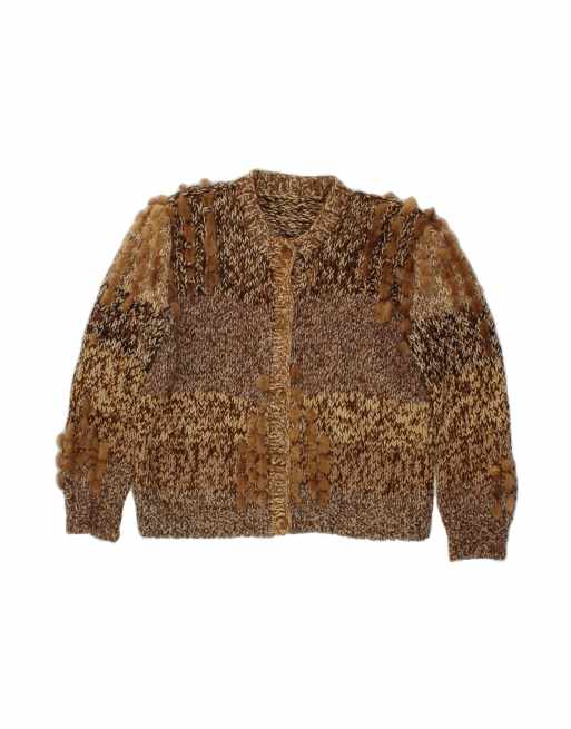 Vintage Cardigan Sweater UK 16 Large In Brown