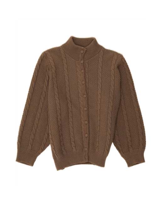 Vintage Cardigan Sweater UK 16 Large In Brown