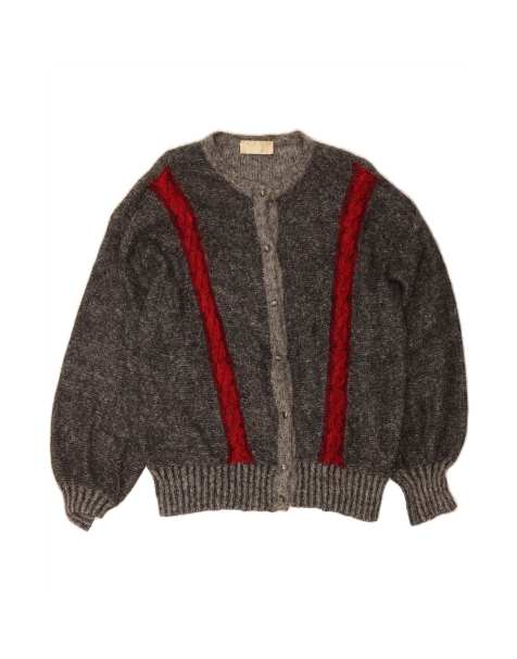 Vintage Cardigan Sweater UK 16 Large In Grey Colourblock - view 1