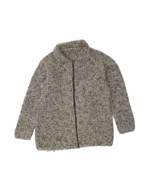 Vintage Cardigan Sweater UK 16 Large In Grey Flecked