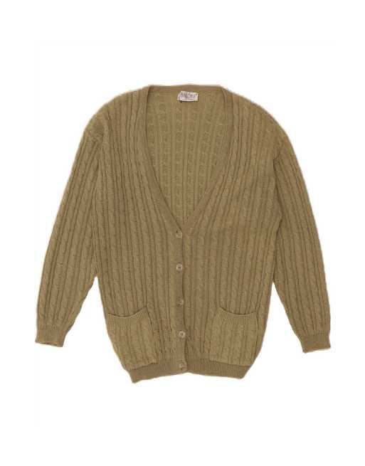 Vintage Cardigan Sweater UK 16 Large In Khaki