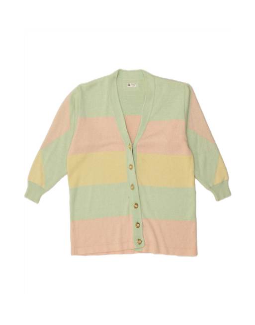Vintage Cardigan Sweater UK 16 Large In Multicoloured Colourblock