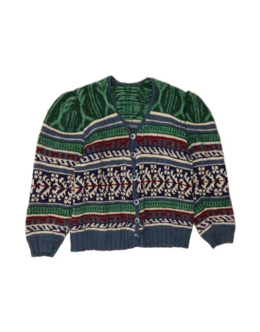 Vintage Cardigan Sweater UK 16 Large In Multicoloured Fair Isle
