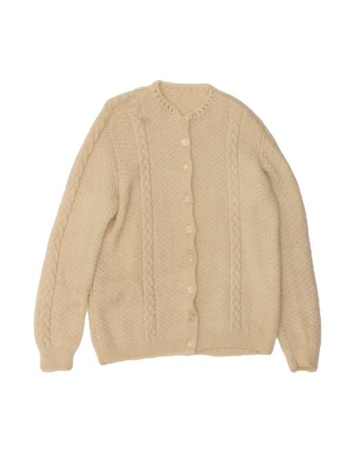 Vintage Cardigan Sweater UK 16 Large In Off In White Wool