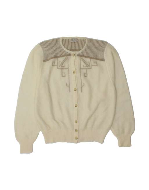 Vintage Cardigan Sweater UK 16 Large In Off In White