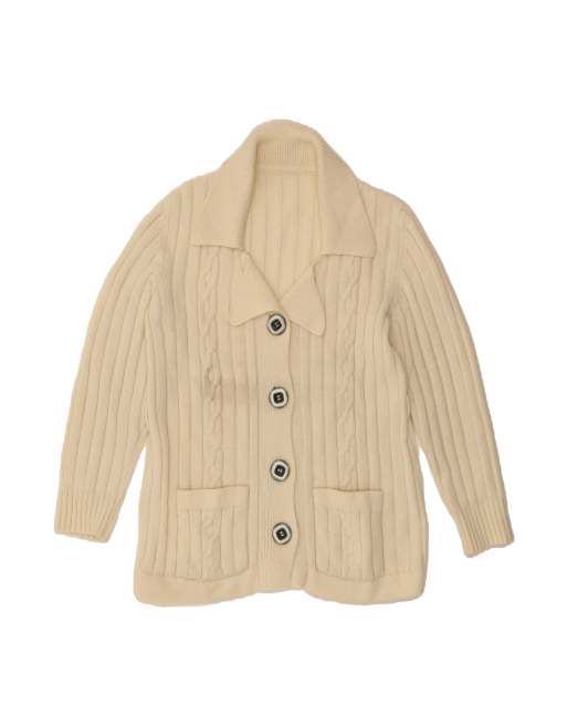 Vintage Cardigan Sweater UK 16 Large In Off In White