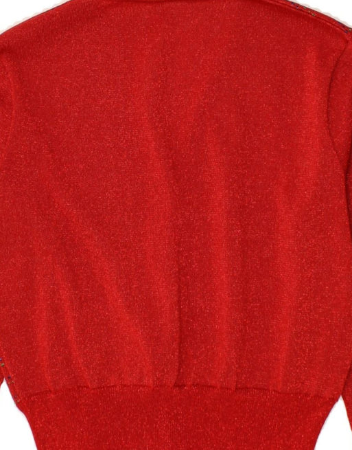 Vintage Cardigan Sweater UK 16 Large In Red Striped, 4 of 4