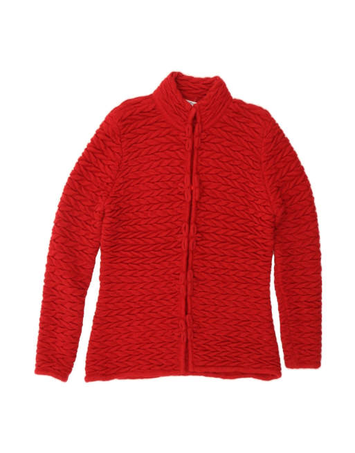 Vintage Cardigan Sweater UK 16 Large In Red