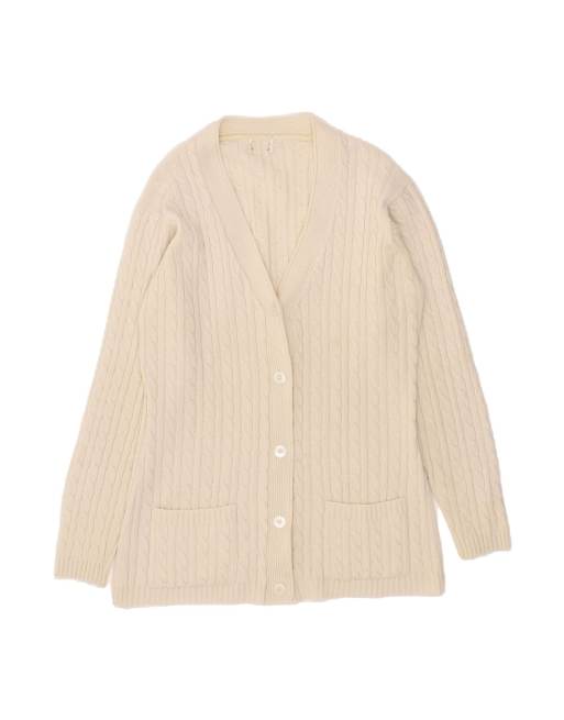 Vintage Cardigan Sweater UK 16 Large In White