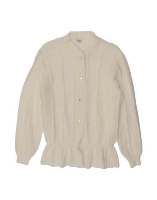 Vintage Cardigan Sweater UK 16 Large In White