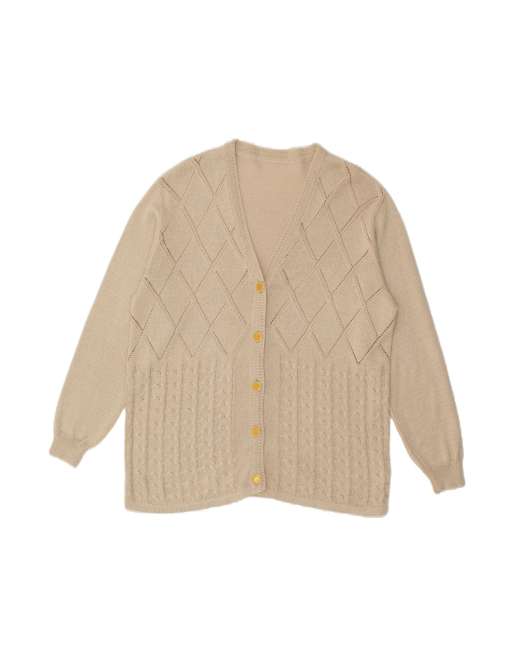 Vintage Cardigan Sweater UK 18 XL In Beige