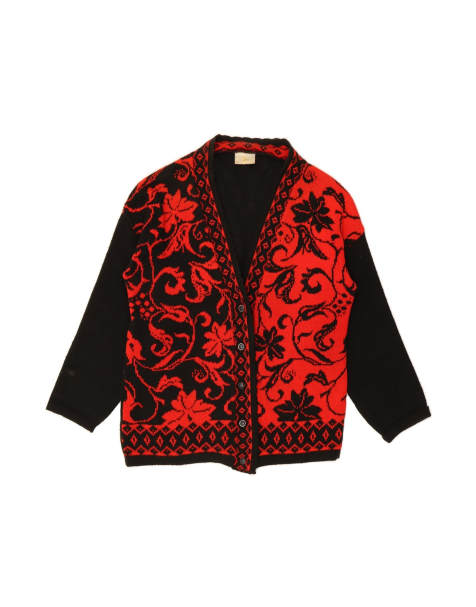 Vintage Cardigan Sweater UK 18 XL In Black Fair Isle - view 1