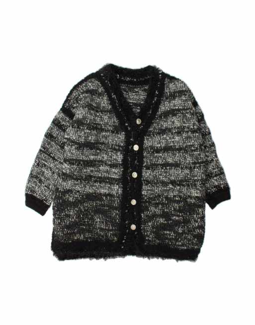 Vintage Cardigan Sweater UK 18 XL In Black Striped