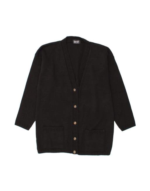 Vintage Cardigan Sweater UK 18 XL In Black