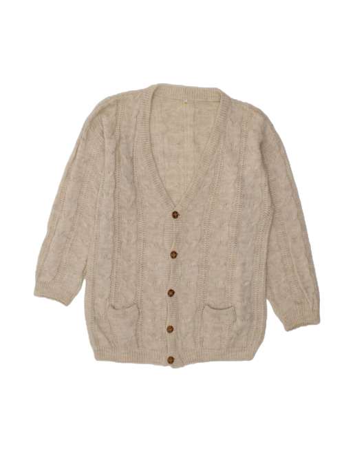 Vintage Cardigan Sweater UK 18 XL In Grey Wool