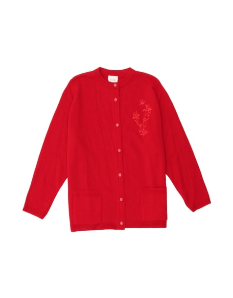 Vintage Cardigan Sweater UK 18 XL In Red Floral - view 1