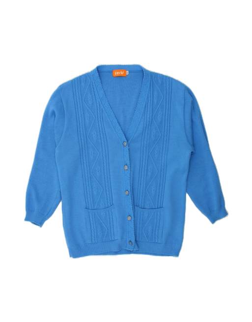 Vintage Cardigan Sweater UK 20 2XL In Blue