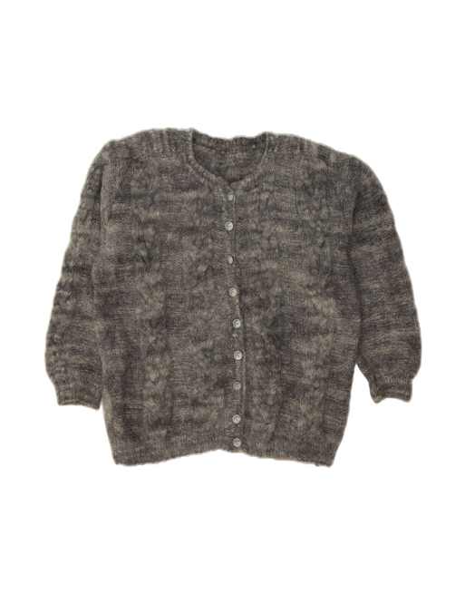 Vintage Cardigan Sweater UK 24 4XL In Grey Flecked