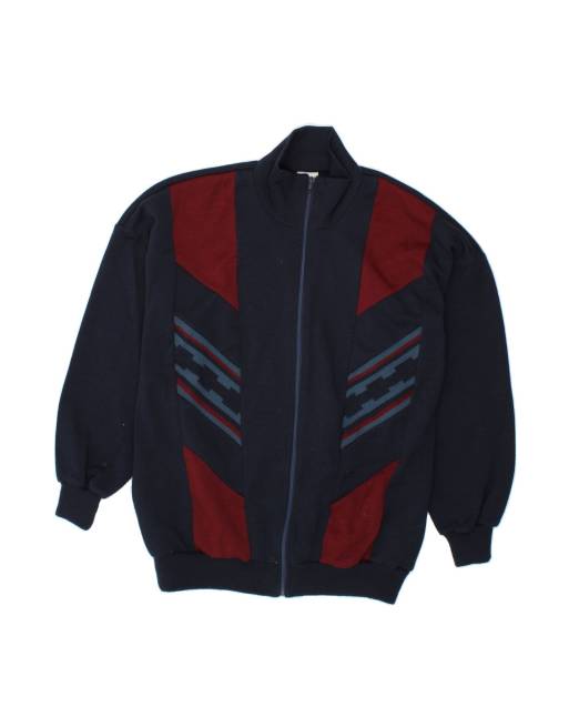 Vintage Cardigan Sweater UK 44 XL In Blue Colourblock