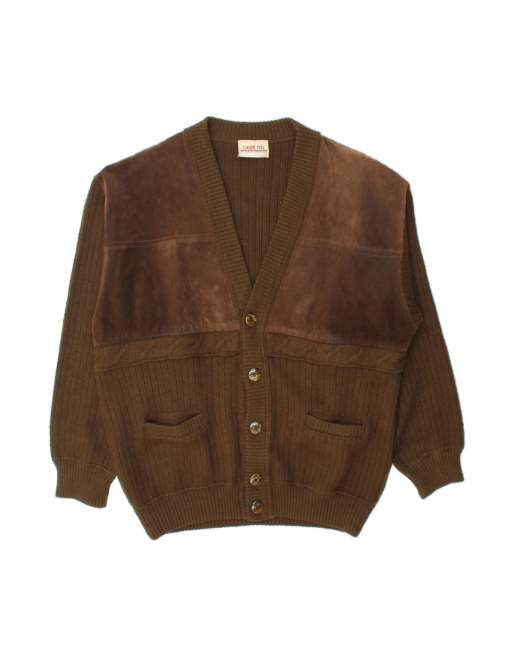 Vintage Cardigan Sweater XL In Brown