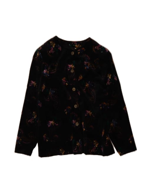 Vintage Cardigan Top It 47 XL In Black Floral