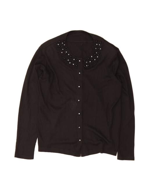 Vintage Cardigan Top UK 16 Large In Black