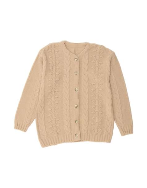 Vintage Cardigan UK 16 Large In Beige Wool - view 1