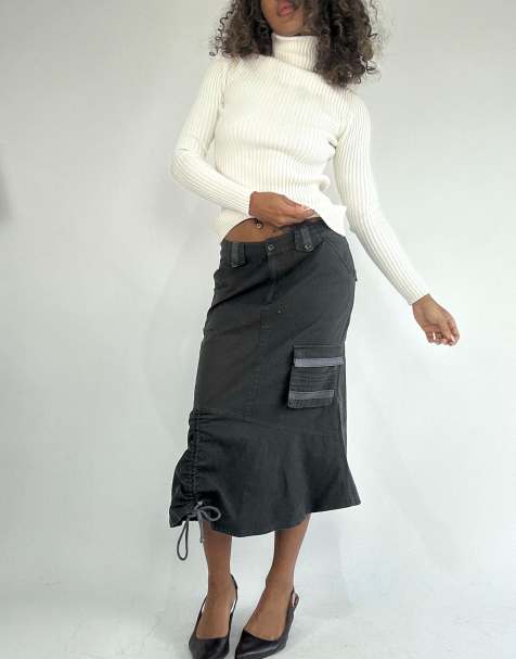 Vintage cargo midi skirt in grey - view 1