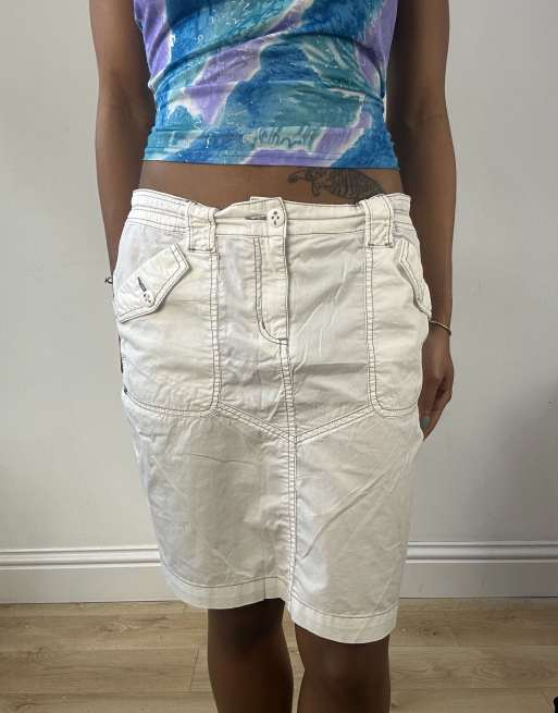 Vintage cargo midi skirt in white