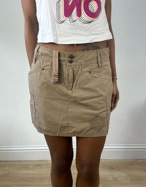 Vintage cargo style mini skirt in beige