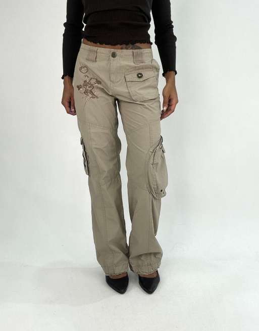 Vintage cargo style trousers in brown