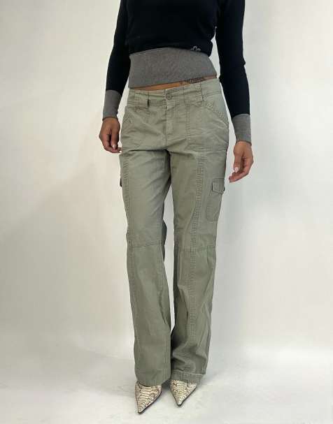 Vintage cargo trousers in green - view 1