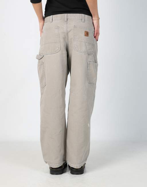Vintage Carhartt 28x32 canvas carpenter jeans in beige