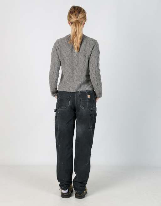 Vintage Carhartt 28x36 canvas carpenter jeans in black, 3 of 4