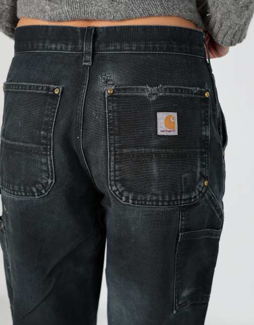 Vintage Carhartt 28x36 canvas carpenter jeans in black, 4 of 4